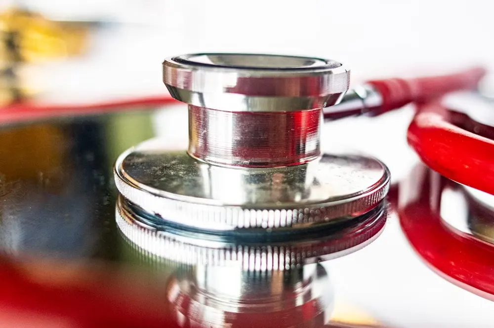 Stethoscope on shiny table top